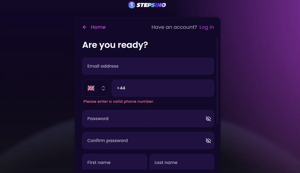 stepsino casino registration